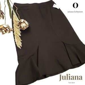 New Juliana Collezione Brown Flutter Bottom Tech Skirt Sz 0